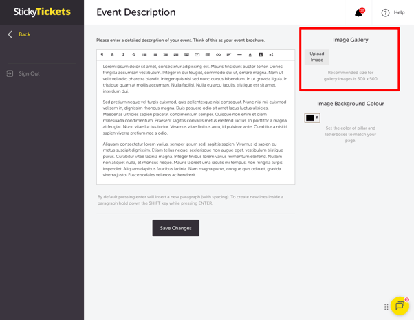 EDIT EVENT - DESCRIPTION - IMAGE GALLERY