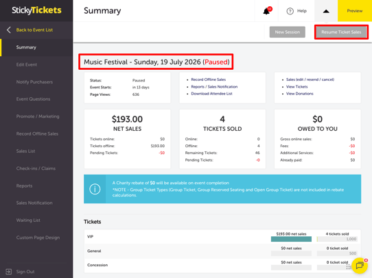 EDIT EVENT - RESUME TICKET SALES BUTTON