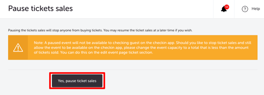 EDIT EVENT - STOP TICKET SALES - CONFIRMATION PAGE
