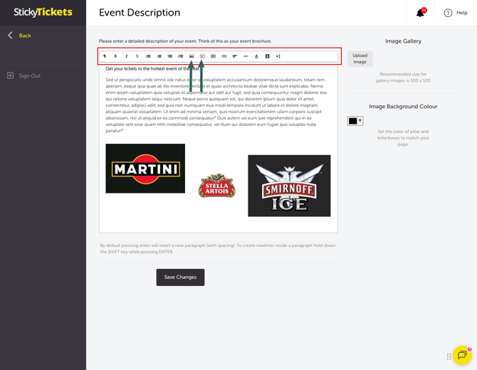 Edit Event - Description - Toolbar