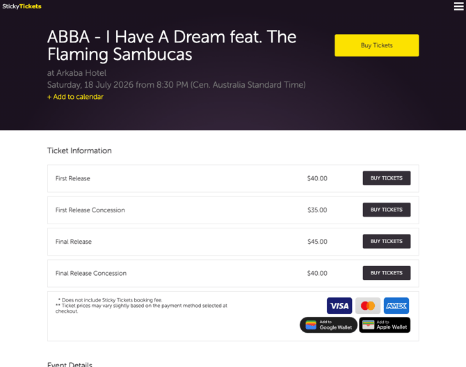 Event Page - Buy Tickets button
