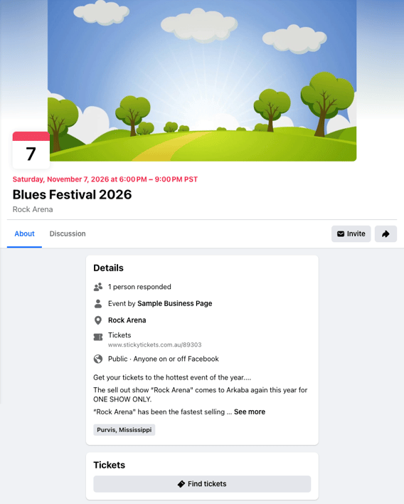 Facebook Event Page - With Ticket link