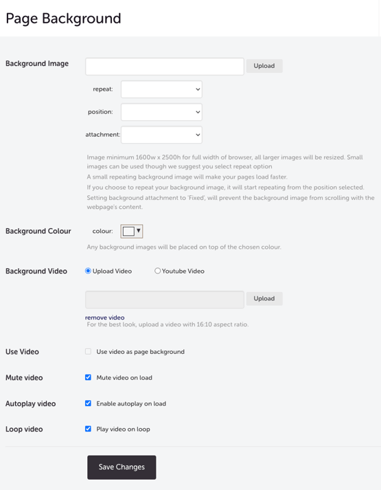 My Event - Edit Event - CUSTOM PAGE DESIGN - BACKGROUND SETTINGS - EDIT