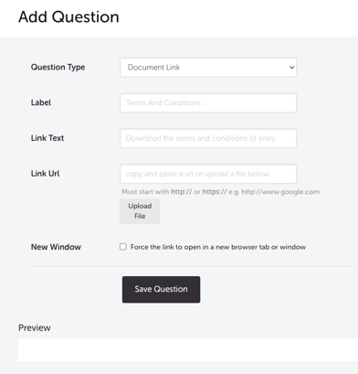 My Event - Edit Event - EVENT QUESTIONS - ADD QUESTION - QUESTION TYPE - DOC LINK