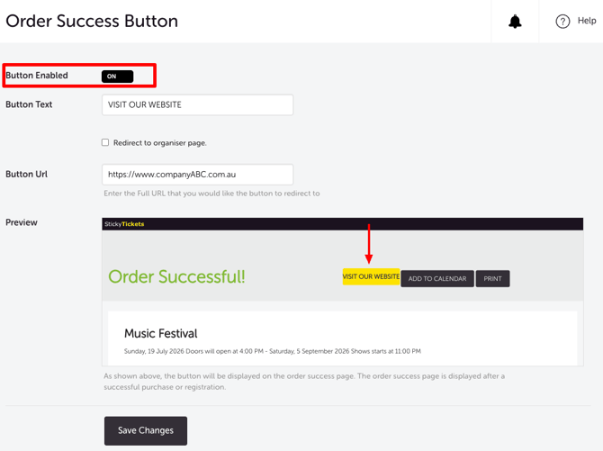 My Event - Edit Event - ORDER SUCCESS BUTTON - SET UP Button