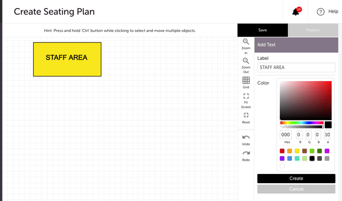 My Event - Edit Event - SEATING PLAN - LABEL SAMPLE 1