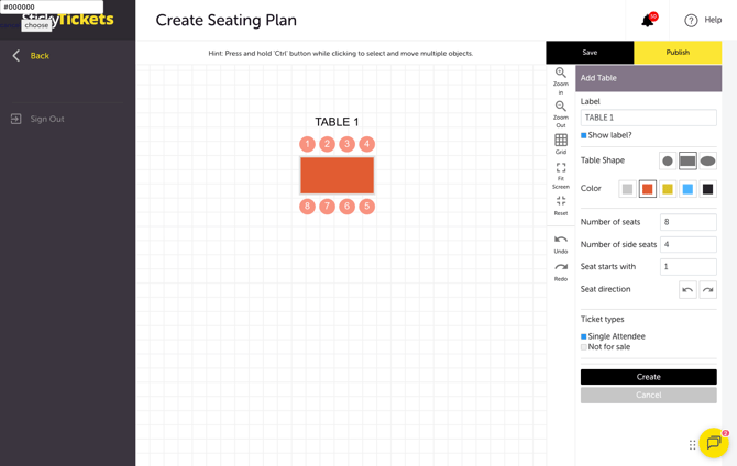 My Event - Edit Event - SEATING PLAN - TABLE