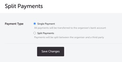 My Event - Edit Event - SPLIT PAYMENT OPTION