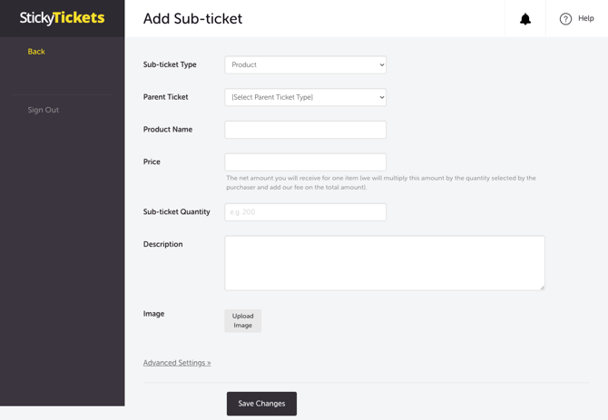 My Event - Edit Event - Sub Tickets - Product 2