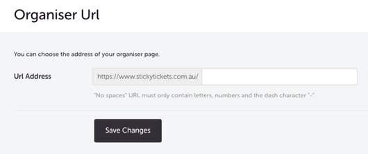 My Event -Organiser Page - URL