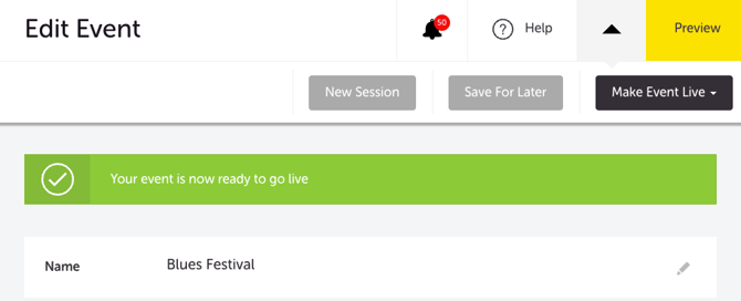 New Evemt - ready to go live