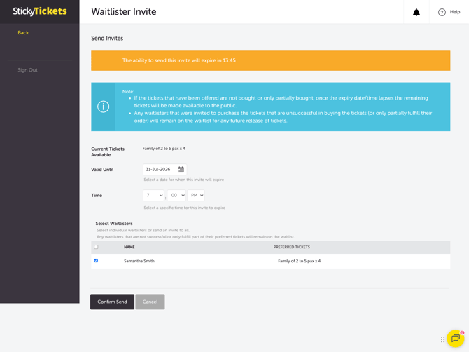 WAITLISTER INVITE PAGE