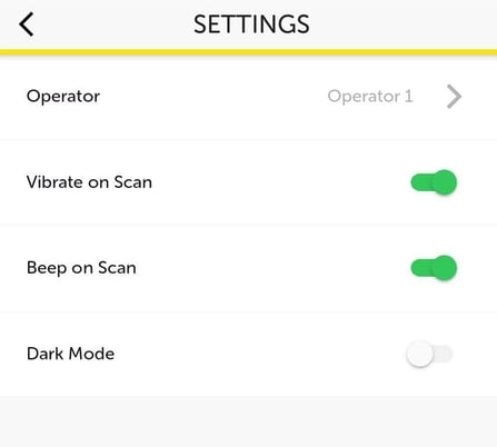 Settings for the Check in App