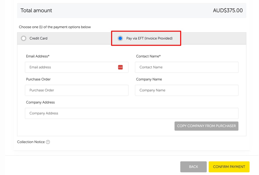 Accepting Electronic Funds Transfer payment option